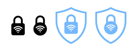 WiFi security icons. Vector iconsのイラスト素材