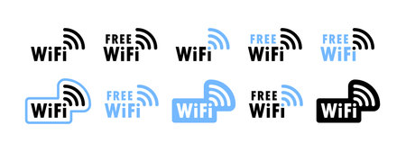 WiFi icons. Free WiFi signs. Vector iconsのイラスト素材