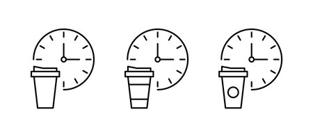 Coffee break. Coffee cup and clock. Vector iconsのイラスト素材