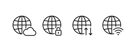 World globe icons. Cloud technology. Vector iconsのイラスト素材