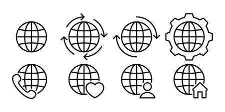 Earth globe icons set. Vector iconsのイラスト素材