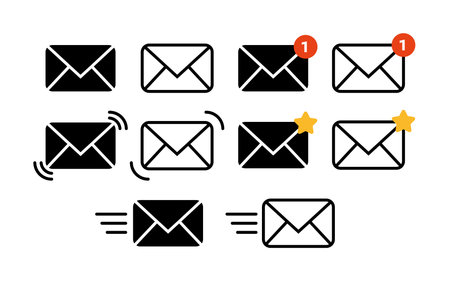 Notification icons. Message signs set. Vector iconsのイラスト素材
