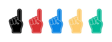 Fan Foam Fingers. Vector iconsのイラスト素材