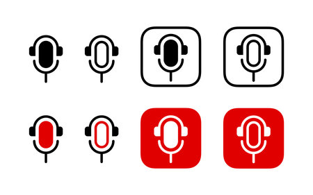 Podcast mic icons. Vector iconsのイラスト素材