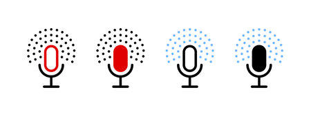 Podcast mic signs. Vector iconsのイラスト素材