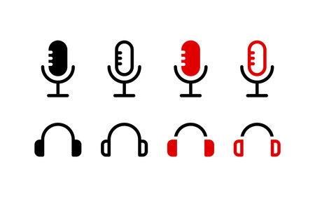 Mic and headphone icons. Vector iconsのイラスト素材
