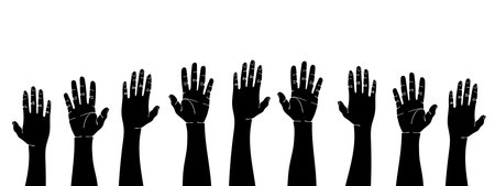 Hands raised up. Vector imageのイラスト素材