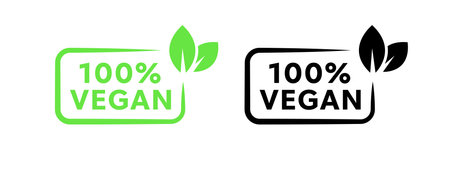 Concept green vegan signs. Vector iconsのイラスト素材