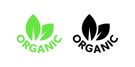 Organic logos icons with green leavesのイラスト素材