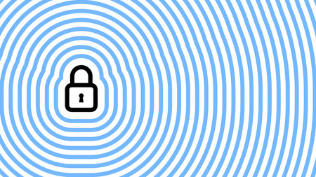 Blue and white hypnotic spiral with a padlock in the centerのイラスト素材