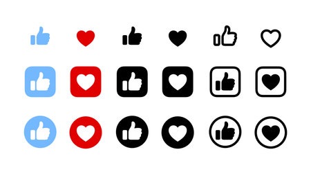 Thumbs up and heart icons setのイラスト素材