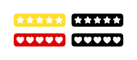 Rating icons stars and heartsのイラスト素材
