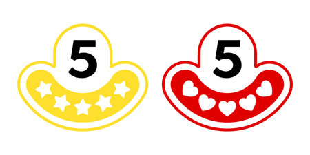 5 stars and hearts product ratingのイラスト素材