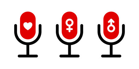 Podcasts badges with gender iconsのイラスト素材
