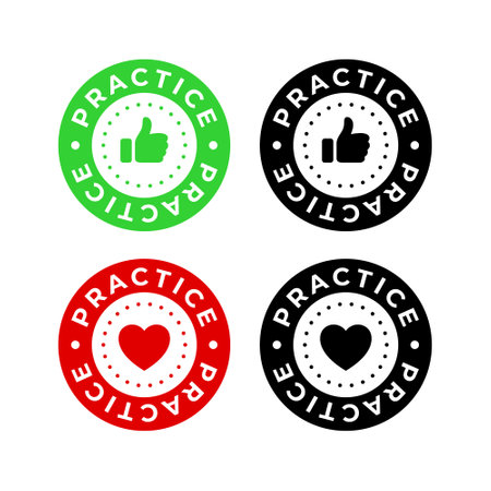 Almost badge with like. Practice stampのイラスト素材