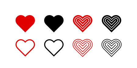 Heart icons set. Different shapes of heartsのイラスト素材
