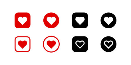 Hearts icons. Red and black heart iconsのイラスト素材