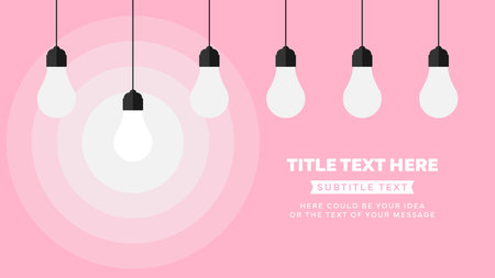 Idea concept. Light bulbs pink backgroundのイラスト素材