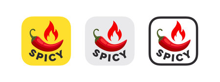 Spicy level badges. Pepper iconsのイラスト素材