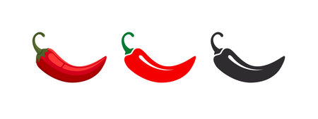 Spice pepper icons. Chili pepper symbolsのイラスト素材
