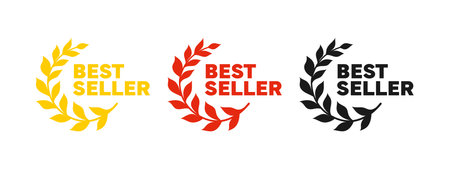 Best Seller Stickers. Best seller badgeのイラスト素材