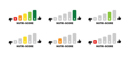 Nutri-score labels. Food nutrition labelsのイラスト素材