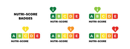 Nutri-Score conceptual labels. Healthy foodのイラスト素材