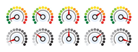Diagram Scale Meter or Rating Meter. Speedometer icon setのイラスト素材