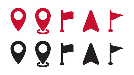 Set of map pin location icons. Modern map markersのイラスト素材