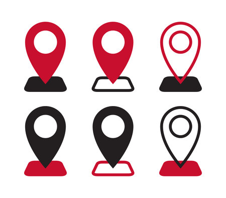 Pin Location icons. Point of location badgesのイラスト素材
