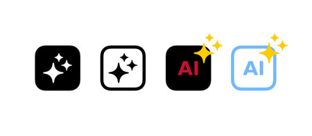 Artificial intelligence technology icon setのイラスト素材