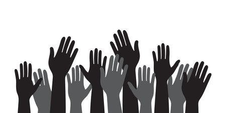 Raised Hands of a Crowd. Participation and Unityのイラスト素材