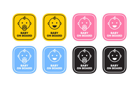 Baby on Board Signs. Gender and Style Variationsのイラスト素材