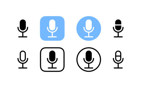 Microphone and Voice Recording Icons. Podcast iconsのイラスト素材