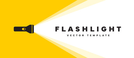 Flashlight banner template. Flashlight and ray of light