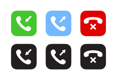 Phone Call History Icons Set. Missed, Outgoing, and Incoming Call Vector Symbols for UI/UXのイラスト素材
