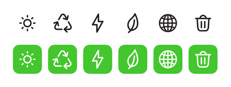 Environmental and Green Energy Line Icons Setのイラスト素材