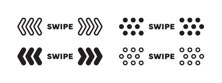 Swipe direction arrow icons and dot grid symbols for UI navigation