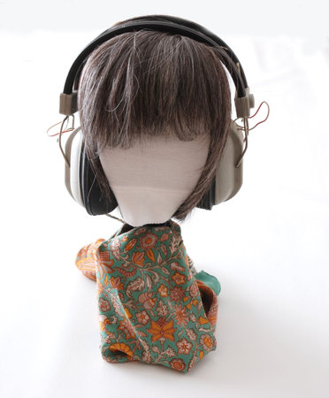 Head with earphonesの写真素材