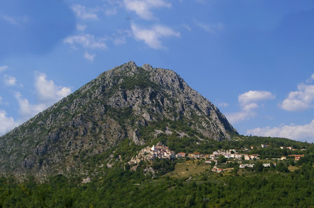 Villa in flank of mountainsの写真素材