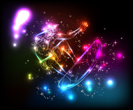 Abstract Windsurfing on big waves illustration,のイラスト素材