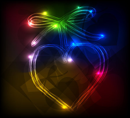 Heart neon light backgroundのイラスト素材