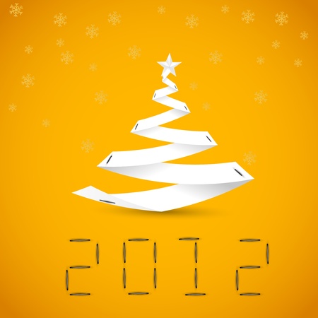 Christmas origami card, tree design and snowflakeのイラスト素材