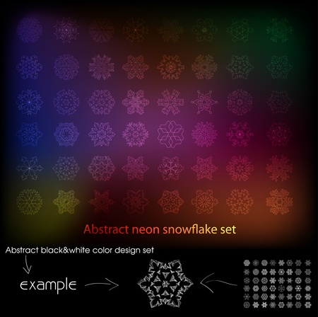 Abstract color and black and white snowflake set のイラスト素材