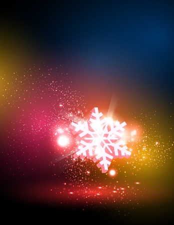 3D Neon Snowflake concept card, easy color editableのイラスト素材