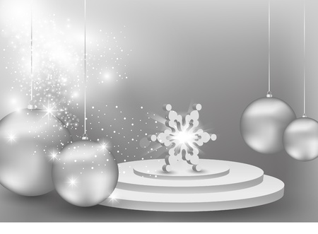 3D Snowflake on podium concept backgroundのイラスト素材