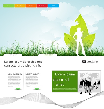 Web page business layout design with people, easy desitableのイラスト素材