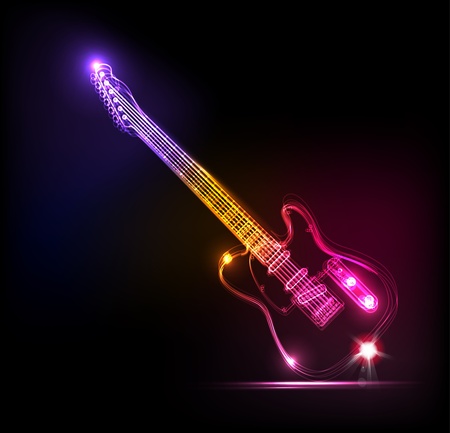 Neon guitar, grunge musicのイラスト素材