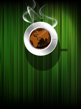 Coffee cup with world map, restaurant posterのイラスト素材