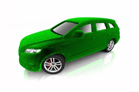 Eco car concept with grass designの写真素材
